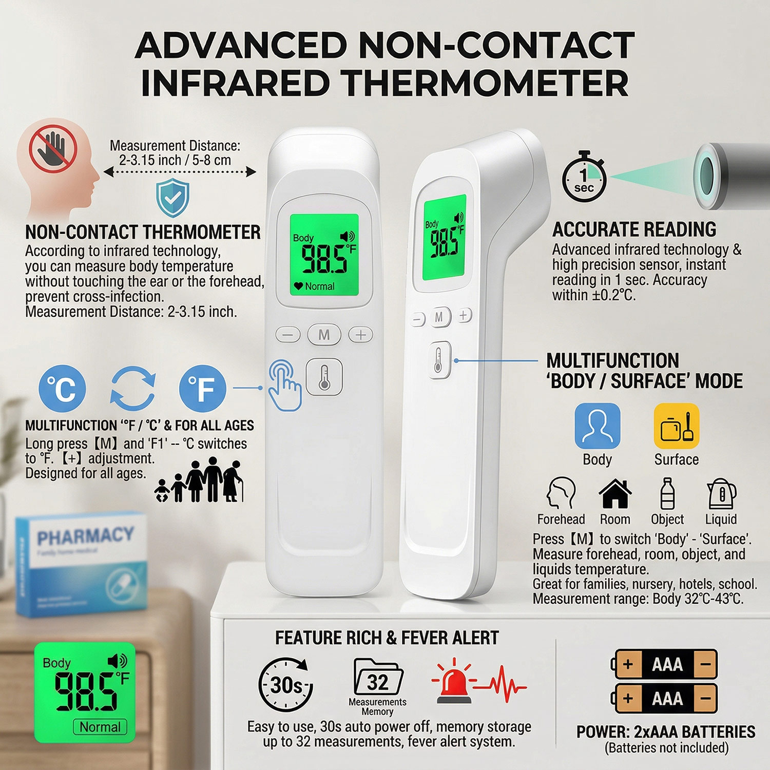 Digitale voorhoofdthermometer  - Digital Thermometer Infrared recensie en prijs